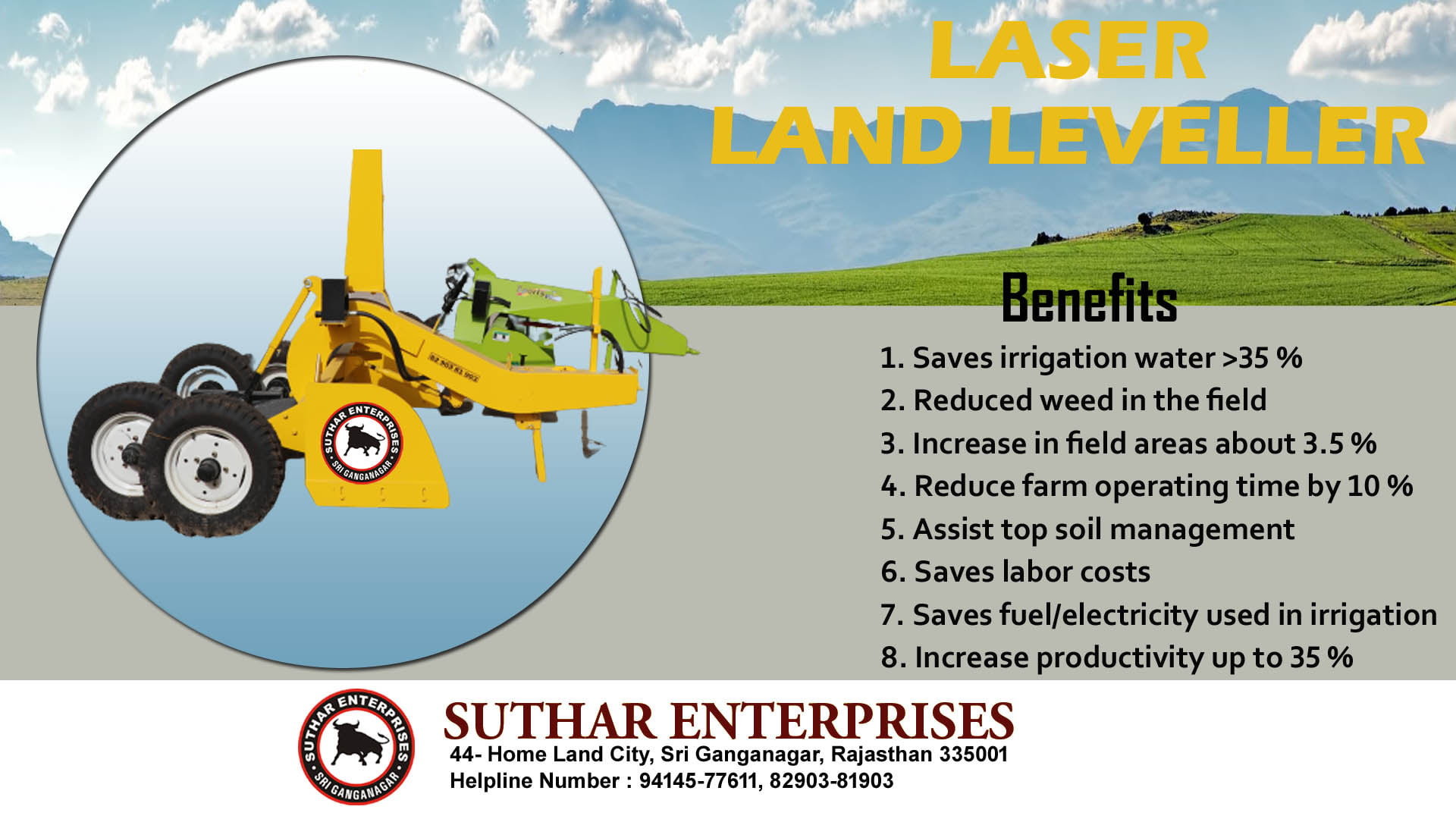 Field land leveling machinery